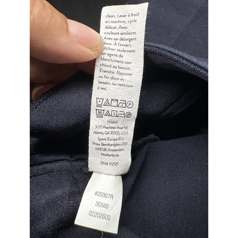 Spanx Polished Kick Flare Pants Women Large Navy Stretch Slash Pockets - Picture 6 of 10
